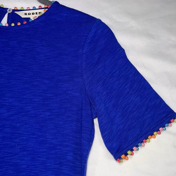 BODEN Charlie PomPom T Shirt Dress Womens Size 0R Blue Cotton Vacation Ready NWT - Picture 4 of 15